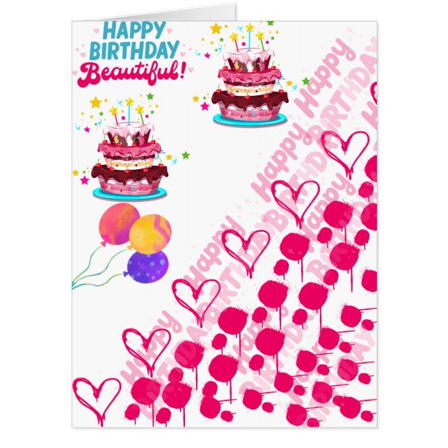 Elegant pink birthday  card (Front)