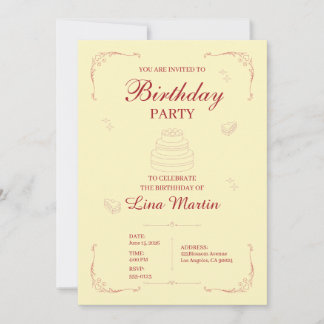 Elegant Pink Birthday Invitation