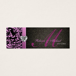 Elegant Pink & Black Damask Favor Tags