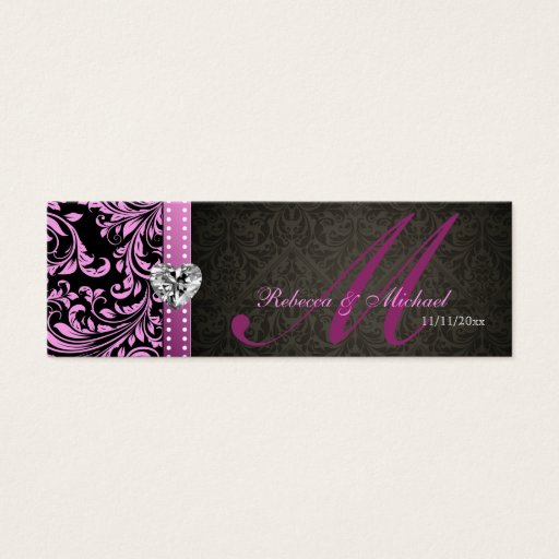 Customizable Elegant Pink &amp; Black Damask Favor Tags Business Card