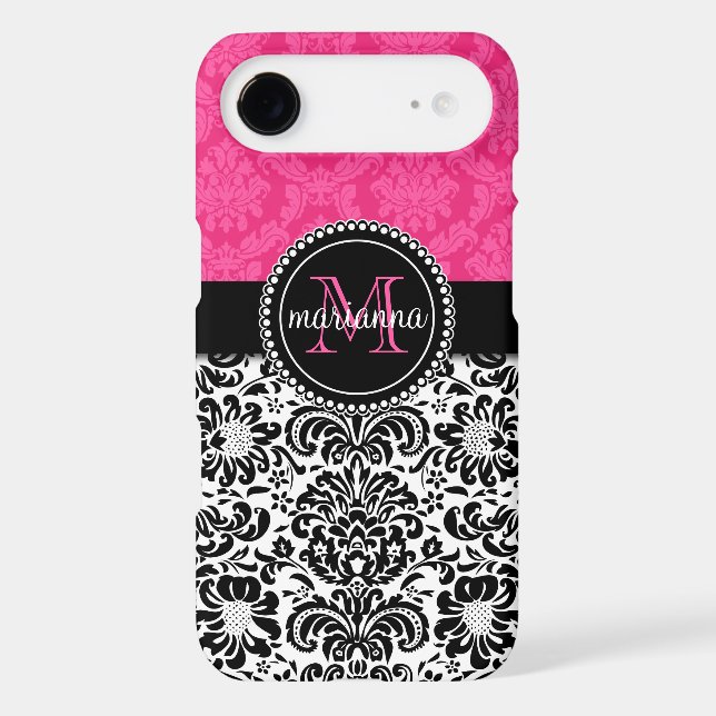 Elegant Pink Black Damask Personalized Case-Mate Samsung Galaxy Case (Back)