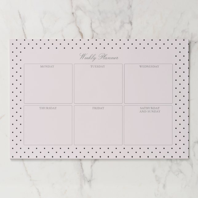 Elegant Pink Black Dotted Large Tearaway Paper Pad (Front)