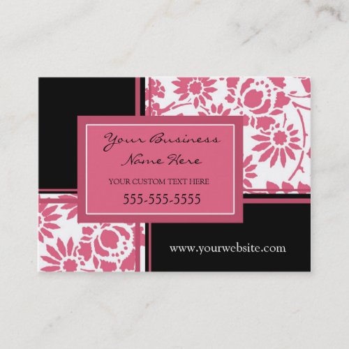 Elegant Pink Black Floral Business Cards