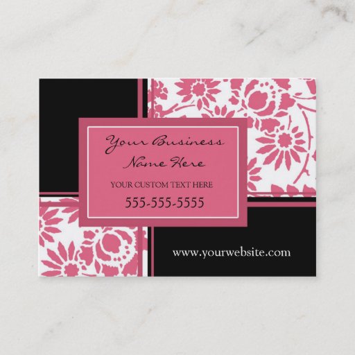 Customizable Elegant Pink Black Floral Business Cards