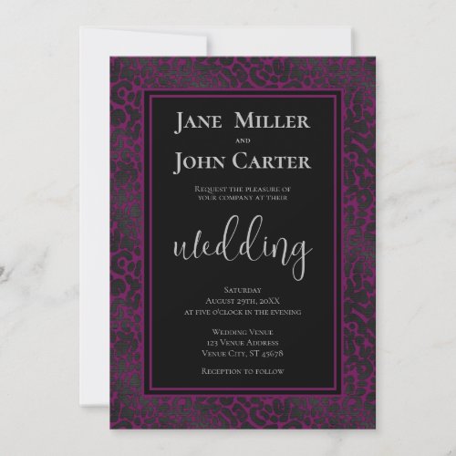 Elegant Pink Black Leopard Print Wedding Invitation