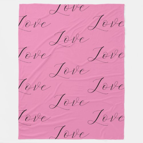 Elegant Pink Black Love  Fleece Blanket