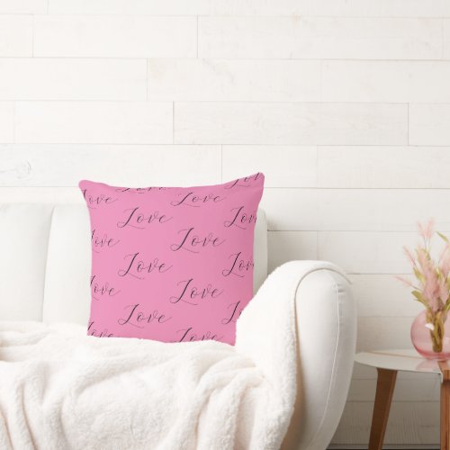 Elegant Pink Black Love Throw Pillow