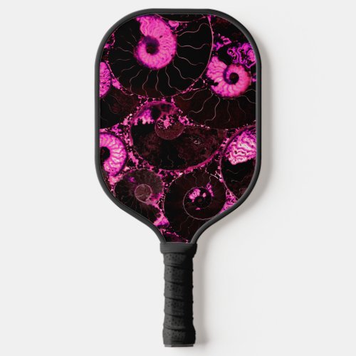 Elegant Pink black Nautilus fossil shell pattern  Pickleball Paddle