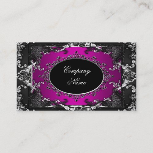 Elegant Pink Black Silver Glamour Business Card