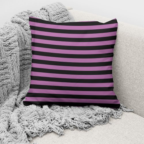 Elegant Pink Black Striped Pattern Throw Pillow