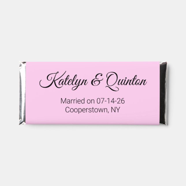 Elegant Pink & Black Wedding Hershey Bar Favors (Front)