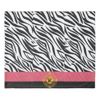 Elegant Pink Black White Zebra Stripes Duvet Cover
