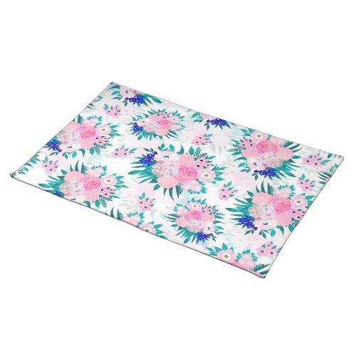 Elegant Pink Bloom Floral Pattern Cloth Placemat