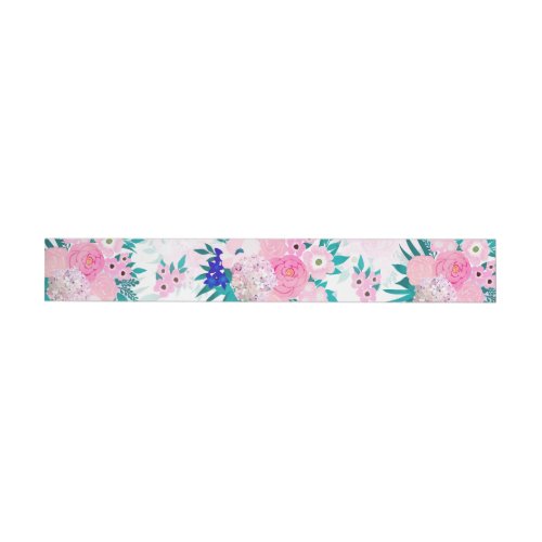 Elegant Pink Bloom Floral Pattern Wrap Around Label