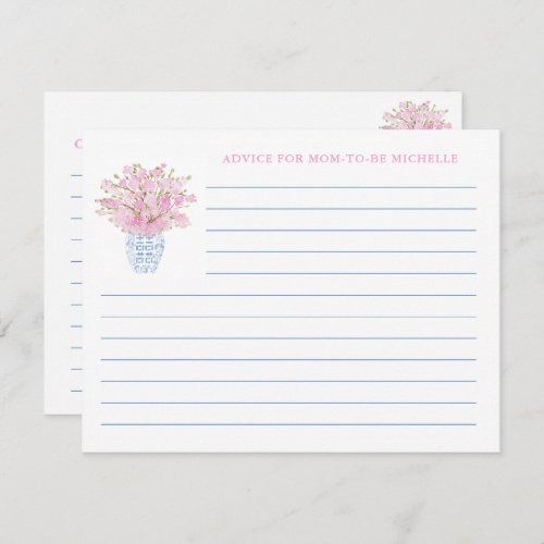 Elegant Pink Blue Advice For Mom Baby Shower Card