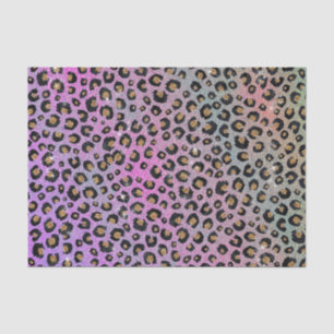 Elegant Pink Blue Gold Glitter Black Leopard Print Tissue Paper