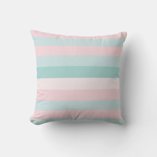 Elegant Pink Blue Green Stripes Pastel Colors Throw Pillow