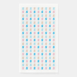 Elegant Pink Blue Monogrammed Fun Letter Pattern Paper Guest Towels