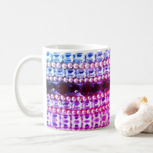 Elegant Pink blue Rhinestones pearls Coffee Mug