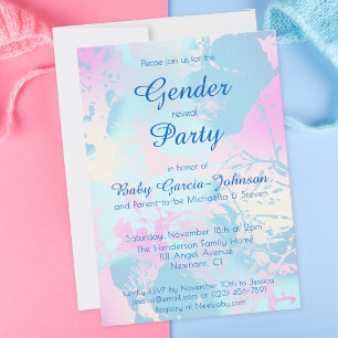 Elegant Pink Blue Watercolor Gender Reveal Party Invitation