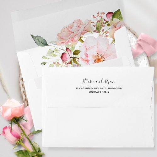 Elegant Pink Blush and Rose Gold Wedding  Envelope