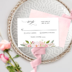 Elegant Pink, Blush and Rose Gold Wedding RSVP Card