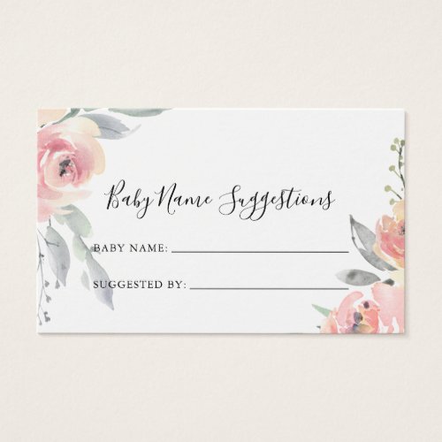 Elegant Pink Blush Baby Name Suggestions Card