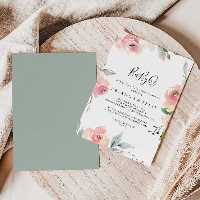 Elegant Pink Blush BabyQ Baby Shower Barbecue Invitation (Creator Uploaded)