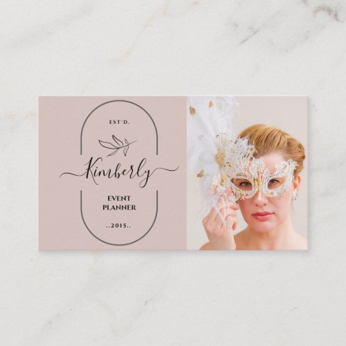 Elegant Pink Blush Botanical Photo Business Card