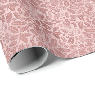 Elegant Pink Blush Botanicals Christmas Holiday Wrapping Paper