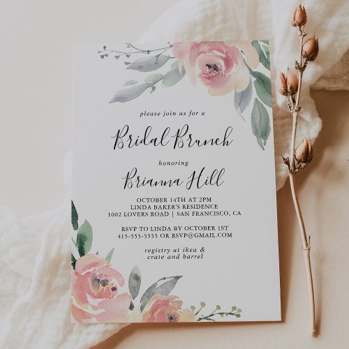 Elegant Pink Blush Bridal Brunch Bridal Shower Invitation