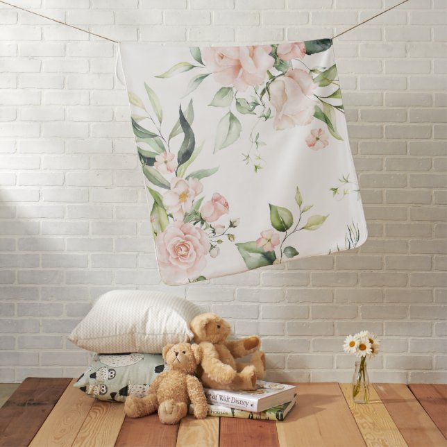 Elegant Pink Blush Eucalyptus Baby Blanket (In Situ)