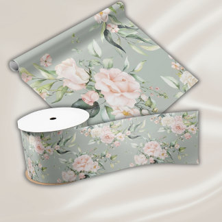 Elegant Pink Blush Eucalyptus Green Wrapping Paper