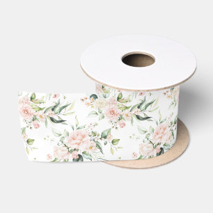 Elegant pink Blush Eucalyptus Greenery Wedding Satin Ribbon