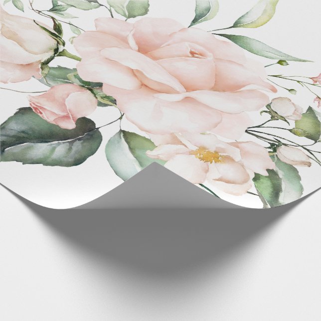 Elegant Pink Blush Eucalyptus Greenery Wedding Wrapping Paper (Corner)