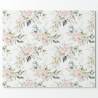 Elegant Pink Blush Eucalyptus Sage Green Wrapping Paper, Zazzle