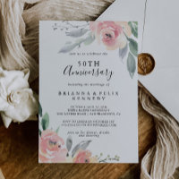Elegant Pink Blush Floral 50th Wedding Anniversary