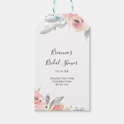Elegant Pink Blush Floral Bridal Shower Gift Tags