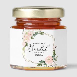 Elegant Pink Blush Floral Bridal Shower Honey Jar Favors