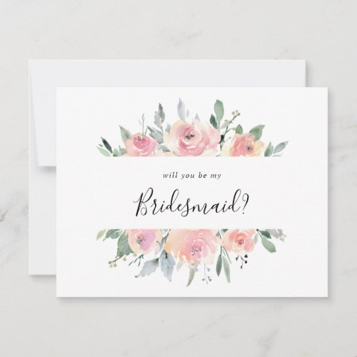 Elegant Pink Blush Floral Bridesmaid Proposal Note Card