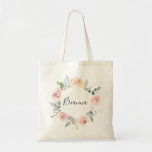 Elegant Pink Blush Floral Bridesmaid Tote Bag<br><div class="desc">This elegant pink blush floral bridesmaid tote bag is the perfect wedding gift to present your bridesmaids and maid of honor for a modern wedding. The design features hand-drawn pink blush roses and peonies with green and gray leaves,  inspiring natural beauty.</div>