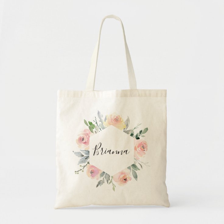 Elegant Pink Blush Floral Bridesmaid Tote Bag | Zazzle