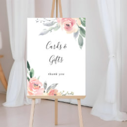 Elegant Pink Blush Floral Cards and Gifts Sign