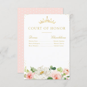 Elegant pink blush floral court of honor card