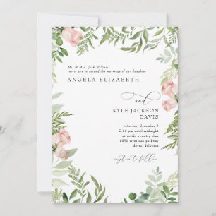 Elegant Pink/Blush Floral Eucalyptus Bride Parents Invitation