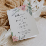 Elegant Pink Blush Floral Folded Wedding Program<br><div class="desc">This elegant pink blush floral folded wedding program is perfect for a modern wedding. The design features hand-drawn pink blush roses and peonies with green and gray leaves,  inspiring natural beauty.

Include a quote or short message,  order of service,  wedding party and thank you message.</div>