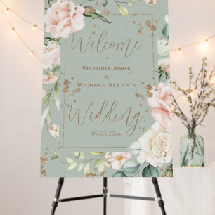 Elegant Pink Blush Floral Gold Welcome Wedding Foam Board