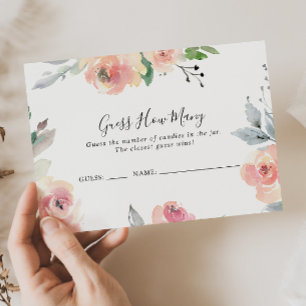 Elegant Pink Blush Floral Guess How Many Game Card