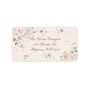 Elegant Pink Blush Floral Name Return Address Label
