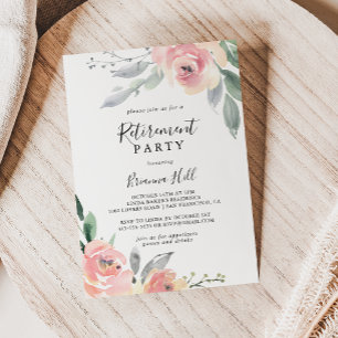 Elegant Pink Blush Floral Retirement Party Invitation